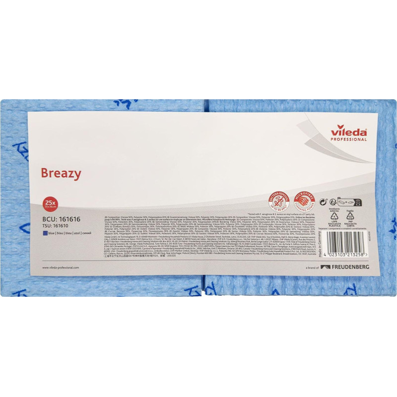 Салфетки хозяйственные Vileda Бризи 36х35см синие 25шт/уп 161616