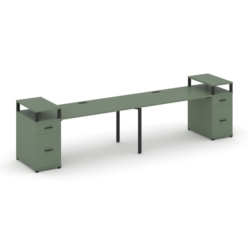 Concept Рабочая станция 2 места с 2 опорными тумбами CN.ORS-432 B Кобо/Металл Черный 4000*720*917 Concept Рабочая станция 2 места с 2 опорными тумбами CN.ORS-432 B Кобо/Металл Черный 4000*720*917