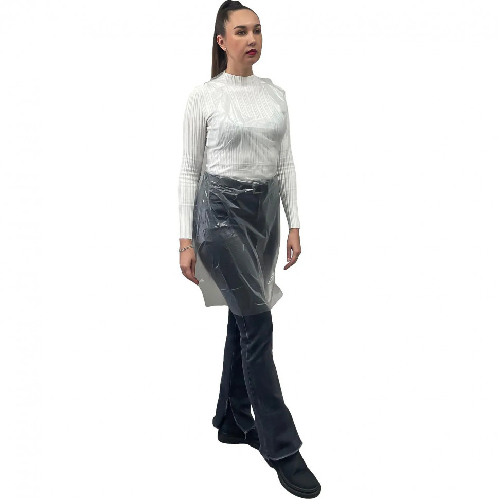 Фартук одноразовый ПНД 68х110см белый 8мкр 100шт/уп