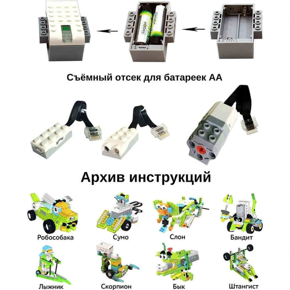 Конструктор Robo Master WeDo 2.0 базовый набор с отсеком для батареек