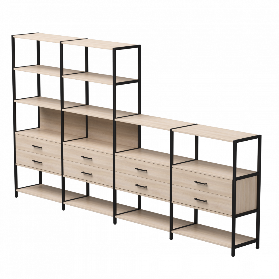 Набор стеллажных систем №13 Everprof EVO (ЭВО) 3245x385x1840 Дуб Соната/Черный