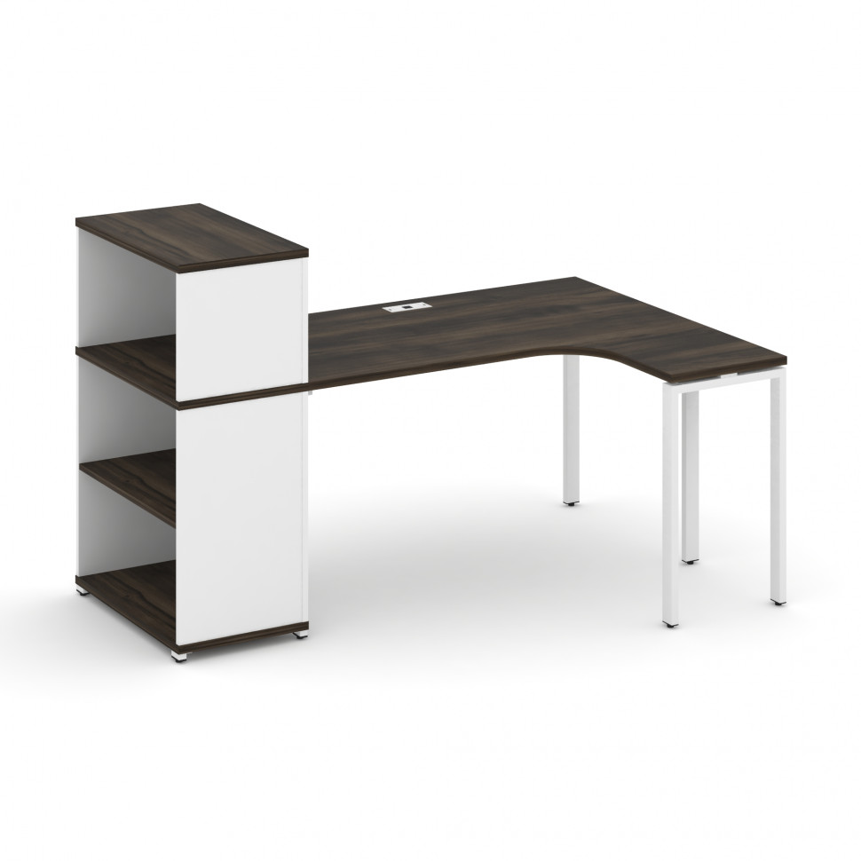 Concept Стол эргономичный с опорным стеллажом с надставкой низ. CN.SA-205(R) Дуб Мали/Белый Бриллиан