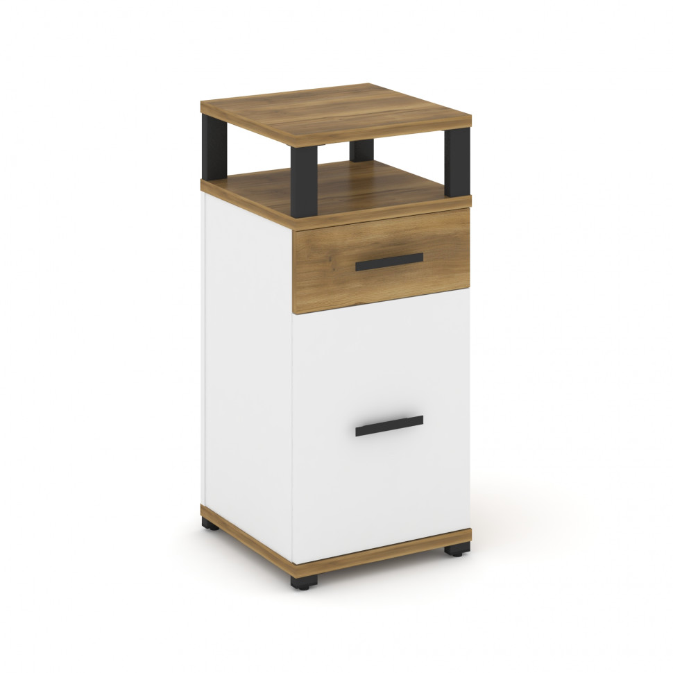 Concept Тумба опорная/приставная 1 ящ.+1 распаш. фасад с надставкой CN.TUO-006 B Сандал Янтарный/Бел