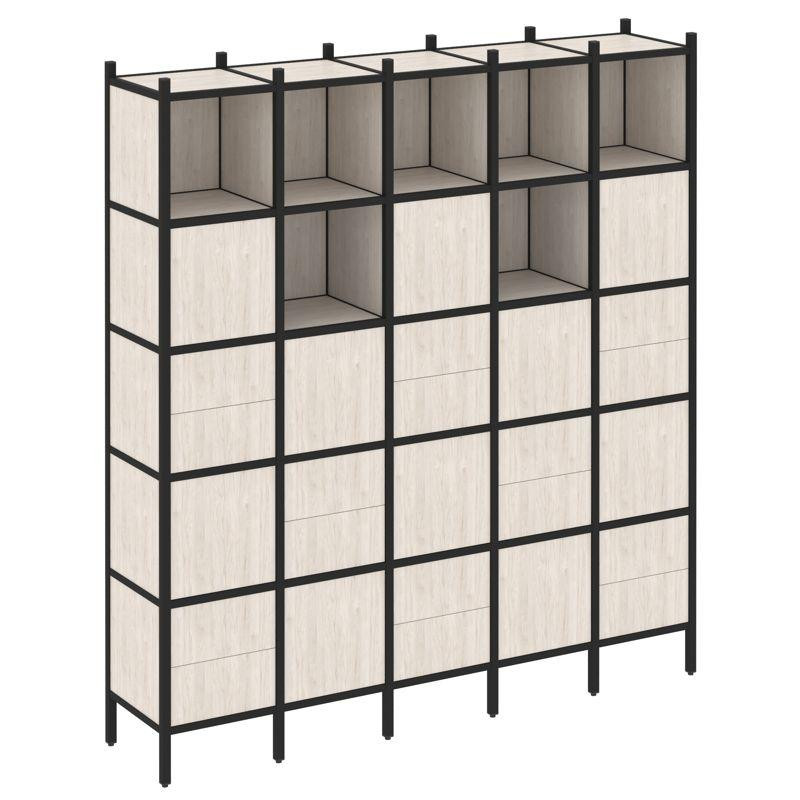 Loft Прямой стеллаж VR.L-10 Денвер Светлый/Металл Черный 2110*446*2280