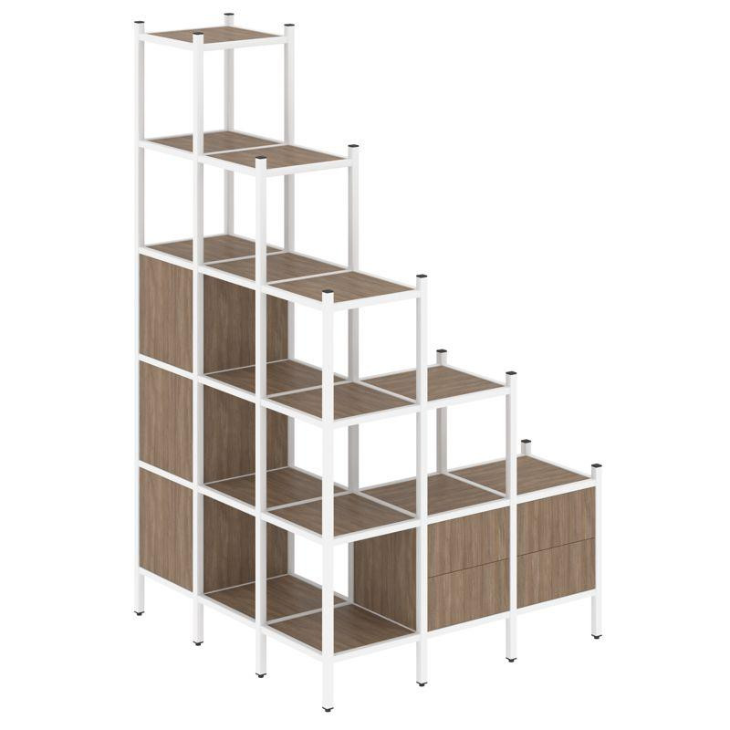 Loft Угловой внешний стеллаж наборный VR.L-59 Дуб Аризона/Металл Белый 1278*1278*2280 Loft Угловой внешний стеллаж наборный VR.L-59 Дуб Аризона/Металл Белый 1278*1278*2280