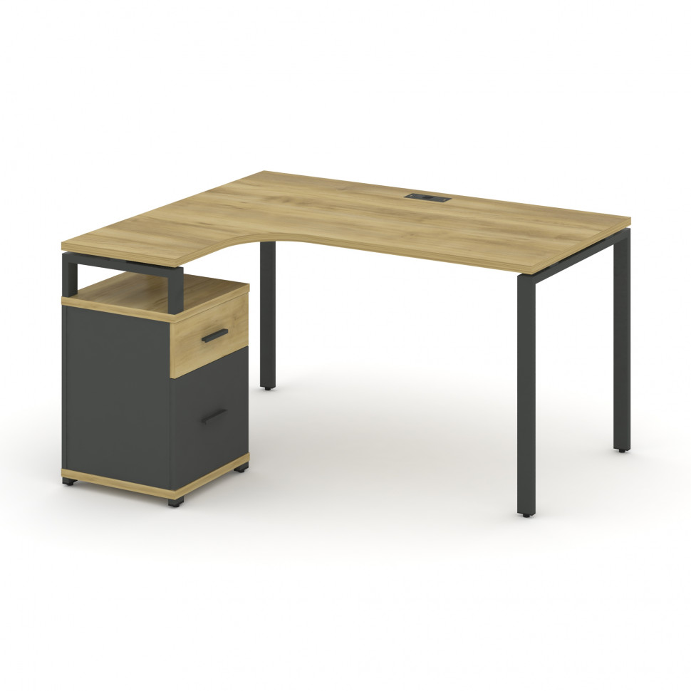 Concept Стол эргономичный с опорной тумбой CN.SA-308(L) A Дуб Винченцо/Антрацит/Металл Антрацит 1580 Concept Стол эргономичный с опорной тумбой CN.SA-308(L) A Дуб Винченцо/Антрацит/Металл Антрацит 1580