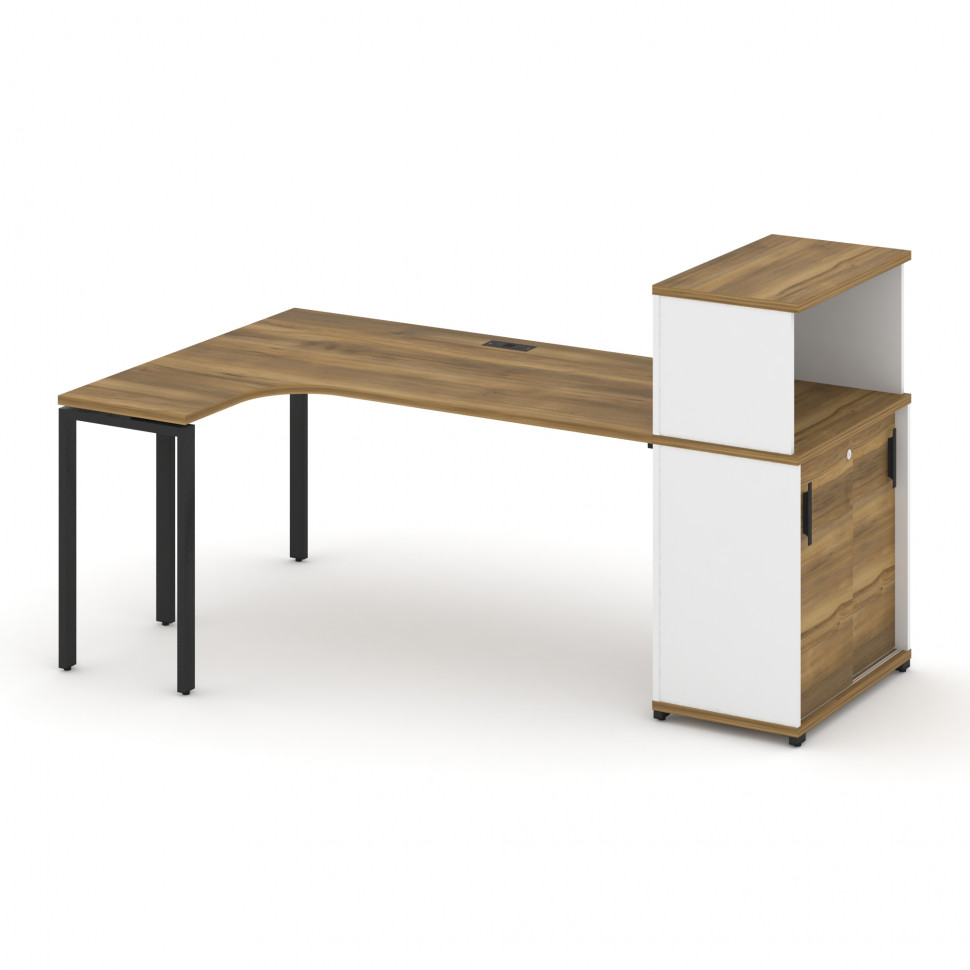 Concept Стол эргономичный с опорным шкафом-купе с надставкой низ.  CN.SA-220(L) B Сандал Янтарный/Бе