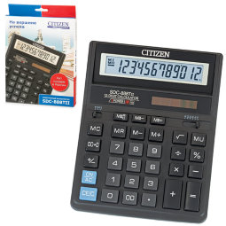 Калькулятор настольный CITIZEN SDC-888TII (203х158 мм), 12 разрядов, двойное питание