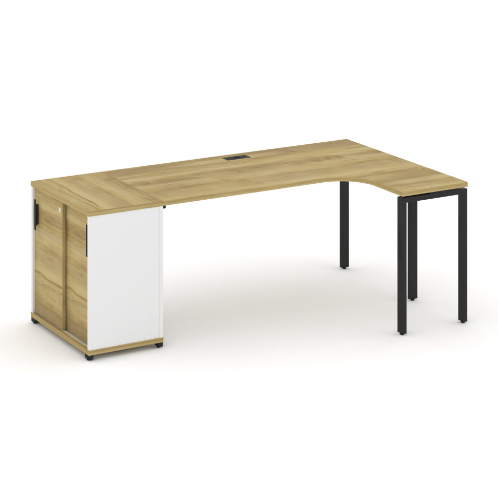 Concept Стол эргономичный с опорным шкафом-купе  CN.SA-218(R) B Дуб Винченцо/Белый Бриллиант/Металл
