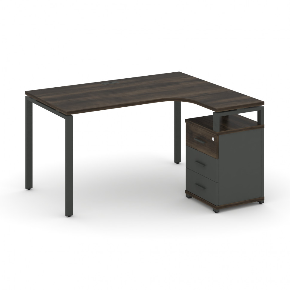 Concept Стол эргономичный с опорной тумбой CN.SA-305(R) A Дуб Мали/Антрацит/Металл Антрацит 1380*118