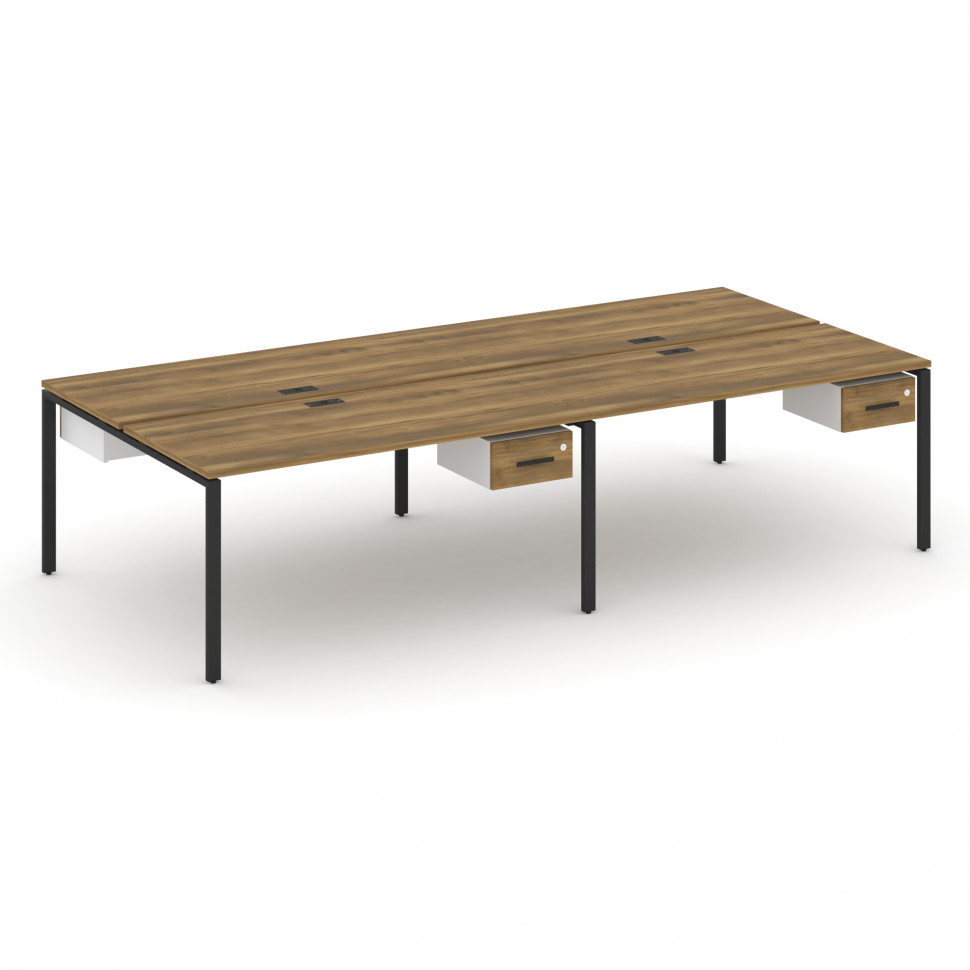 Concept Рабочая станция двухсторонняя с подвесными тумбами на 4 места CN.DRS-132 B Сандал Янтарный/Б