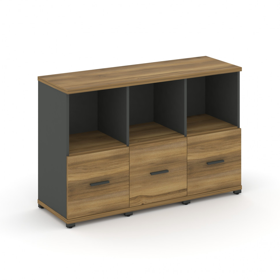 Concept Шкаф 3 узкие секции, 2 ниши CN.STU-231 A Сандал Янтарный/Антрацит/Металл Антрацит 1252*420*8