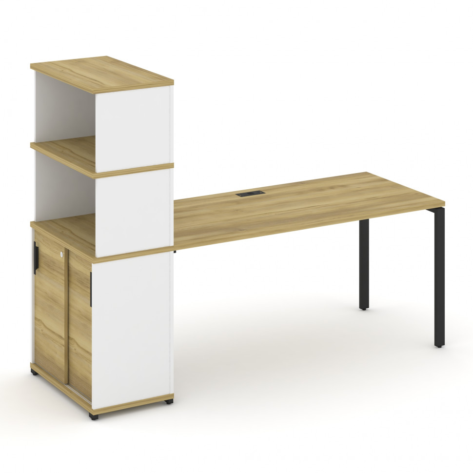 Concept Стол рабочий с опорным шкафом-купе с надставкой выс. CN.SP-244 B Дуб Винченцо/Белый Бриллиан