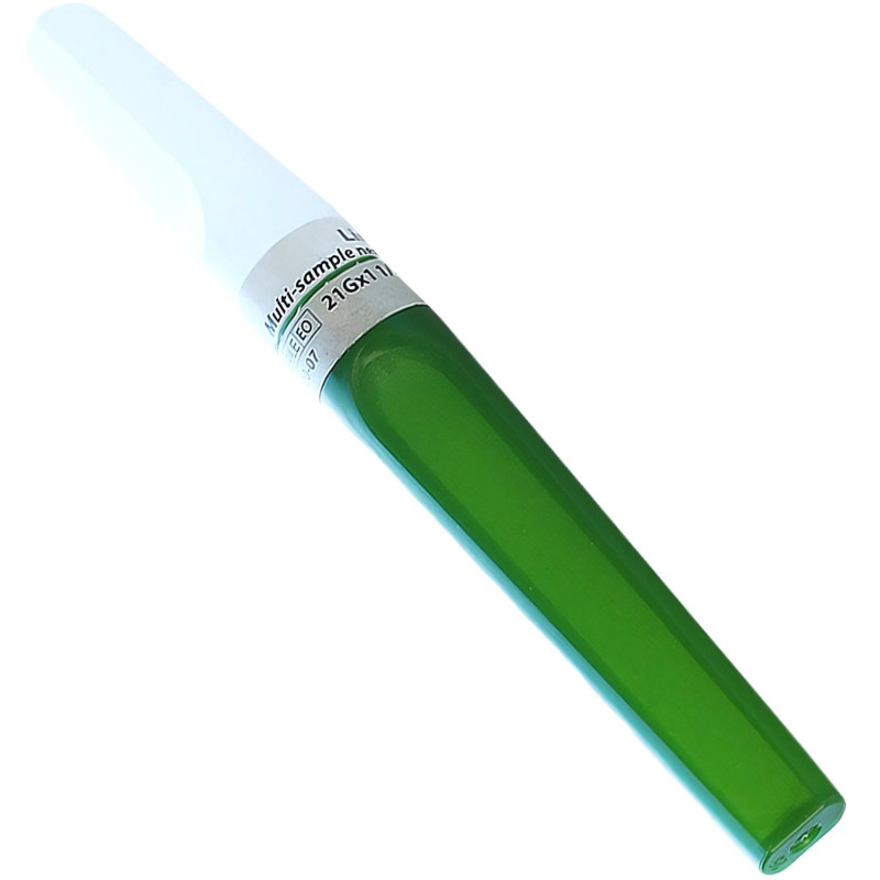 Игла двусторонняя 21G (0,8х38мм) зеленая виз.контроль Lind-Vac 50шт/уп
