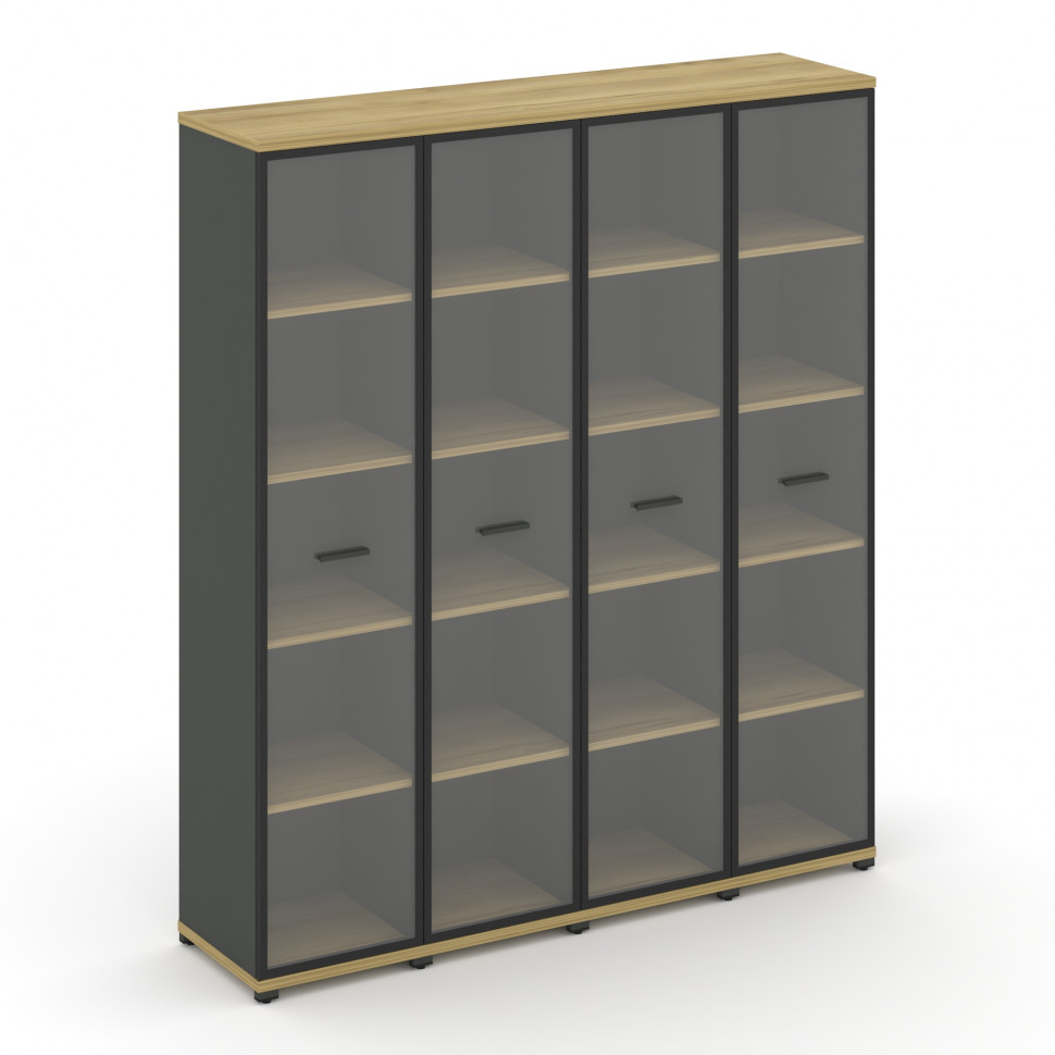 Concept Шкаф 4 узкие секции, 5 ниш CN.STU-548 RPB A Дуб Винченцо/Антрацит/Металл Антрацит/Прозрачный