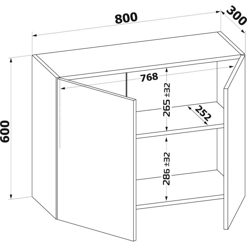 Шкаф Сокол настенный ПН-08 800x300x600 Дуб Сонома