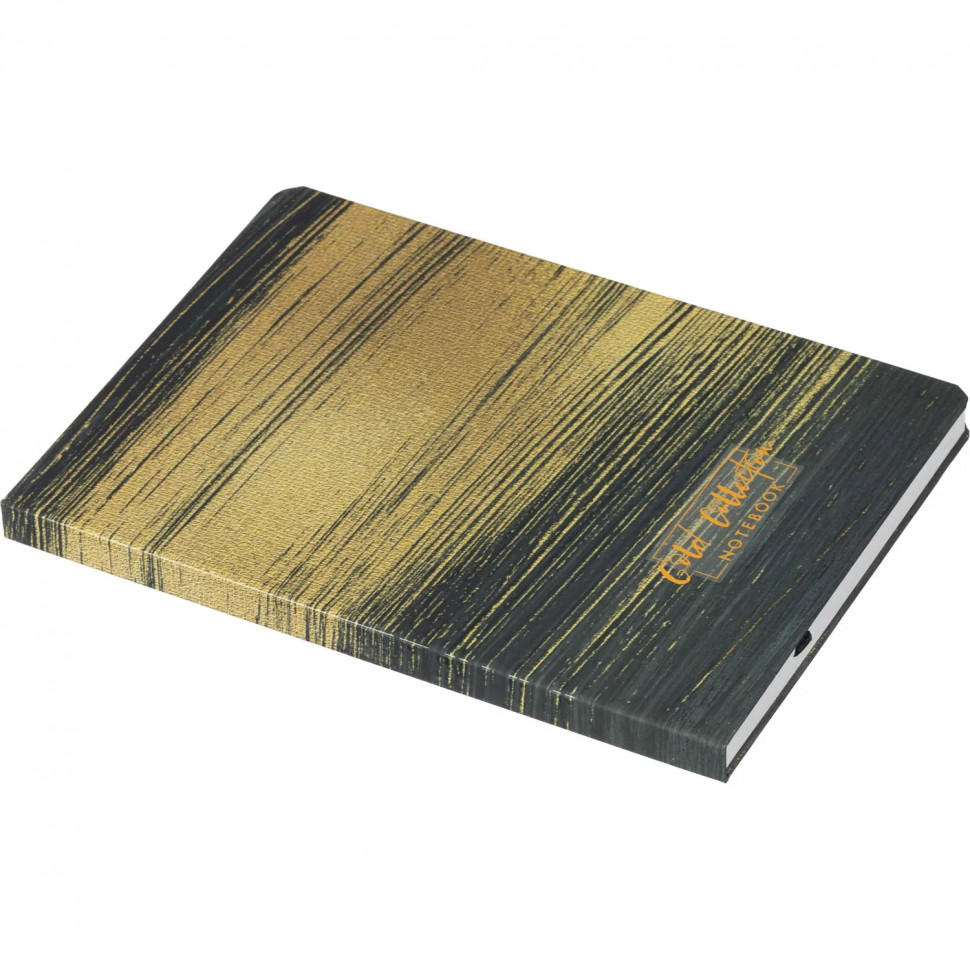 Бизнес-блокнот Gold Collection А5 96л,клетка,картон,сшивка,резинка,черный