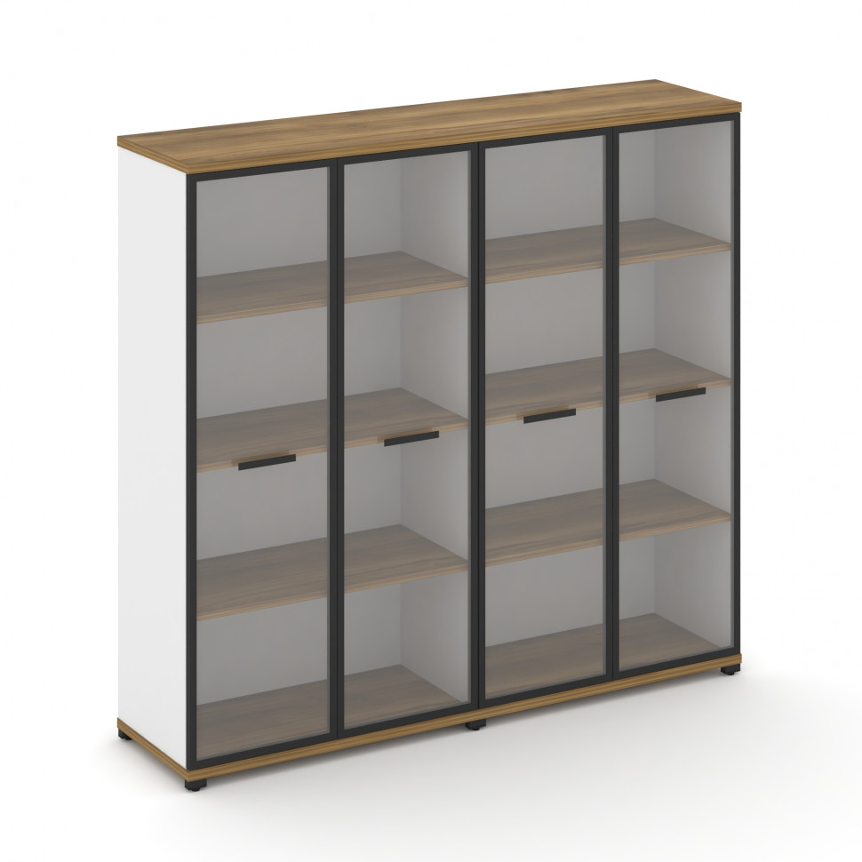 Concept Шкаф 2 широкие секции, 4 ниши CN.STS-426 RPB B Сандал Янтарный/Белый Бриллиант/Металл Черный