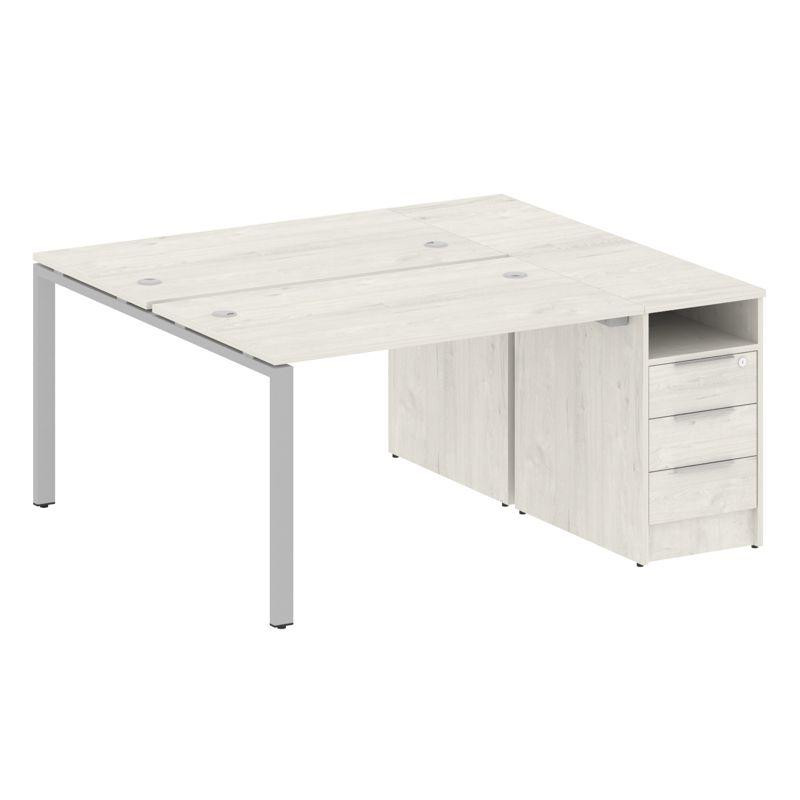 Metal System Рабочая станция с тумбой на П-образном м/к БП.РС-СТП-2.2 Дуб Наварра/Металл Серый 1612*