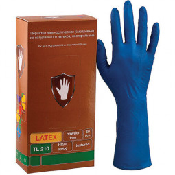 Перчатки латексные смотровые 25 пар (50 шт.), размер M (средний), синие, SAFE&CARE High Risk DL/TL210