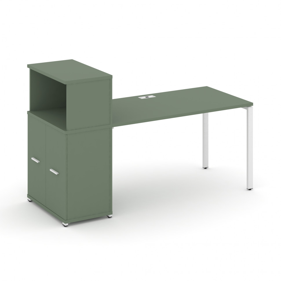 Concept Стол рабочий с опорным распаш. шкафом с надставкой низ. CN.SP-226 W Кобо/Металл Белый 1600*7 Concept Стол рабочий с опорным распаш. шкафом с надставкой низ. CN.SP-226 W Кобо/Металл Белый 1600*7