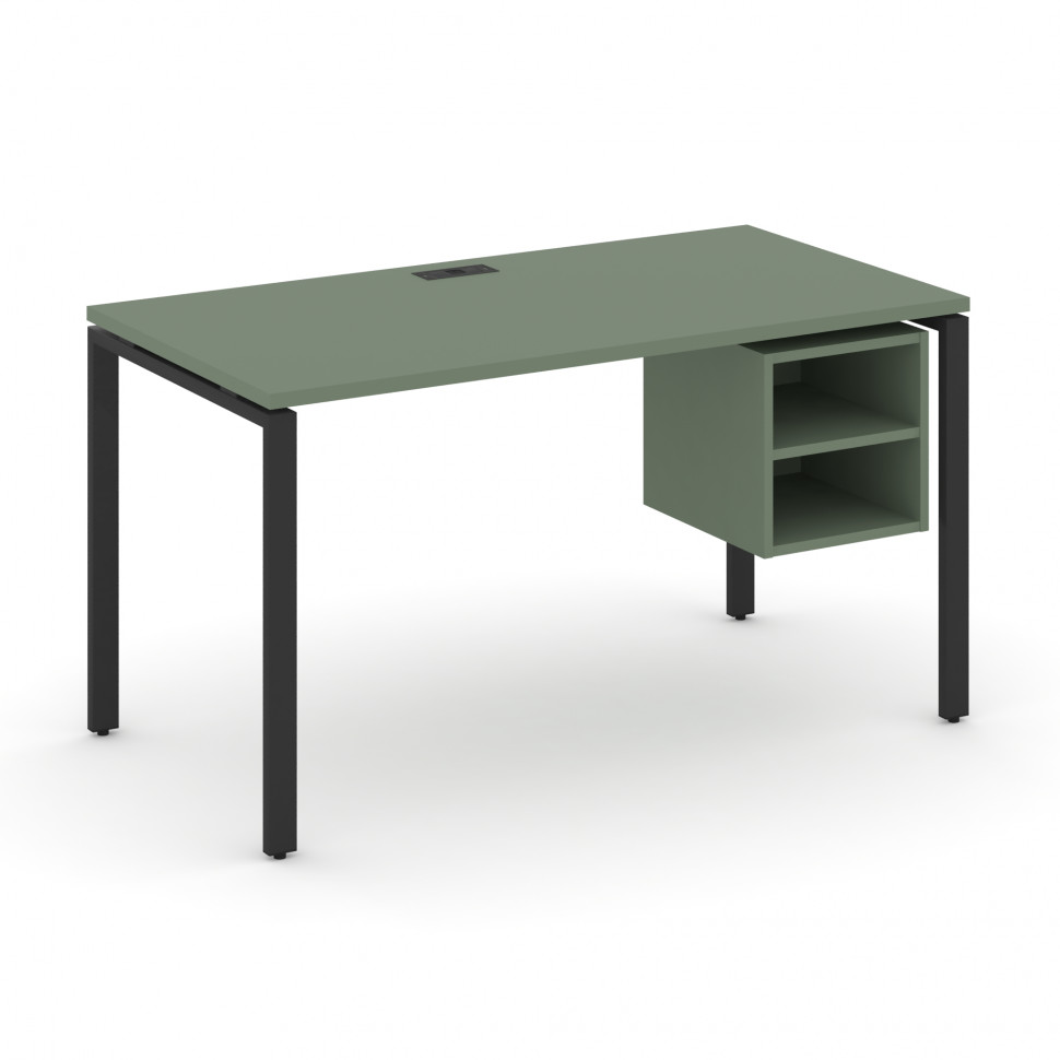 Concept Стол рабочий с подвесной тумбой с 2 открытыми нишами CN.SP-108 Кобо/Металл Черный 1580*720*7