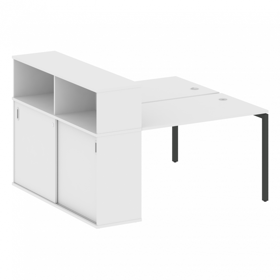 Metal System Quattro Рабочая станция с шкафом-купе на П-образном м/к 40БП.РС-СШК-2.2 Т Белый/Металл Metal System Quattro Рабочая станция с шкафом-купе на П-образном м/к 40БП.РС-СШК-2.2 Т Белый/Металл