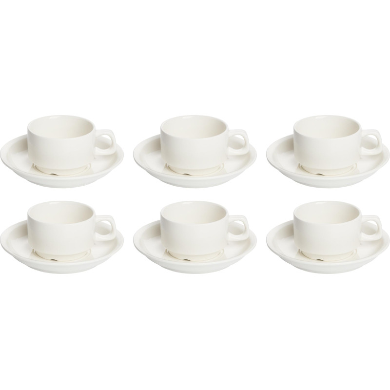 Чайная пара Kaylas, 230мл, фарфор, белая 6шт/уп