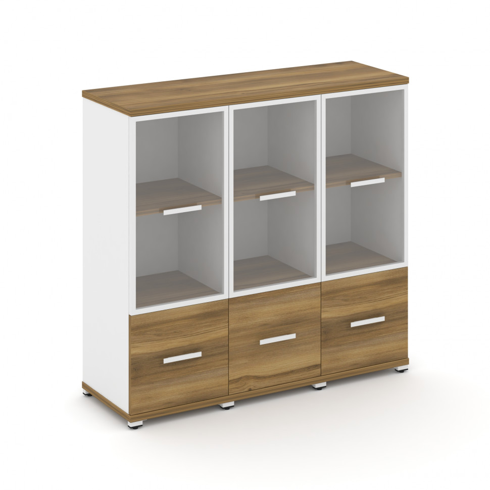 Concept Шкаф 3 узкие секции, 3 ниши CN.STU-332 RPW W Сандал Янтарный/Белый Бриллиант/Металл Белый/Пр