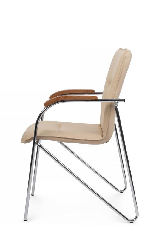 Стул самба с деревянными подлокотниками SMB-02H Хром гальв. Бежевый