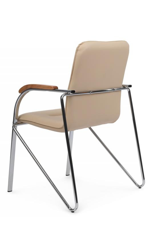 Стул Самба с деревянными подлокотниками SMB-02H Хром гальв. Бежевый
