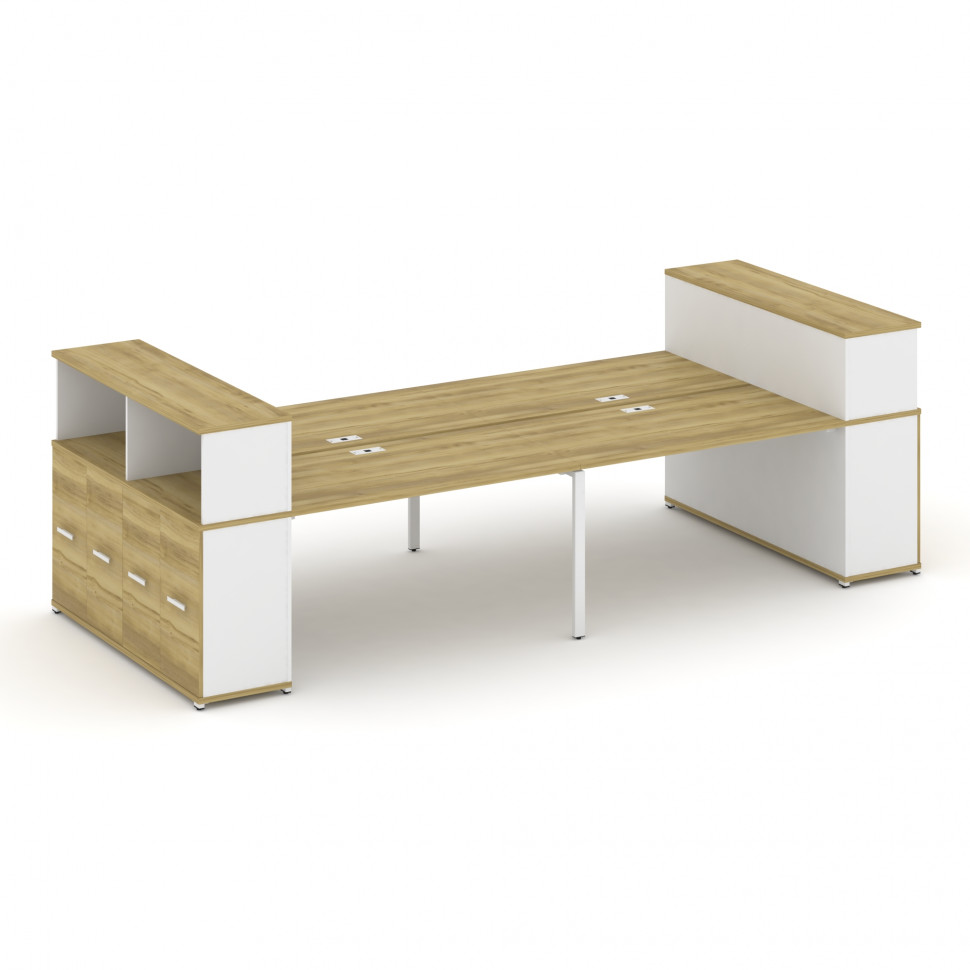 Concept Рабочая станция с опорными распаш. шкафами с надставкой низ. CN.DRS-271 W Дуб Винченцо/Белый Concept Рабочая станция с опорными распаш. шкафами с надставкой низ. CN.DRS-271 W Дуб Винченцо/Белый
