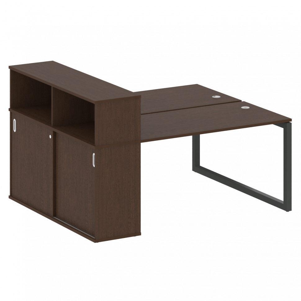 Metal System Quattro Рабочая станция с шкафом-купе на О-образном м/к 50БО.РС-СШК-2.3 Т Венге Цаво/Ме