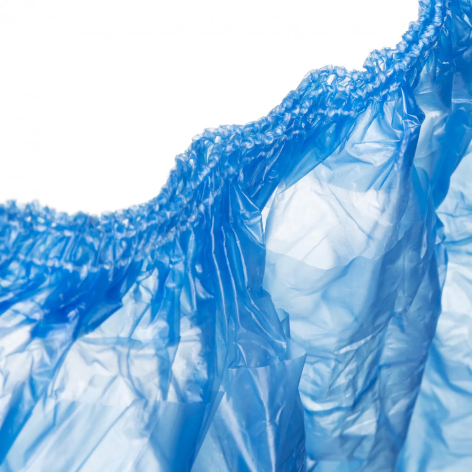 Бахилы 7 г, 2рез, двойные, синий, 15+15 мкм, Комус, 50пар/уп