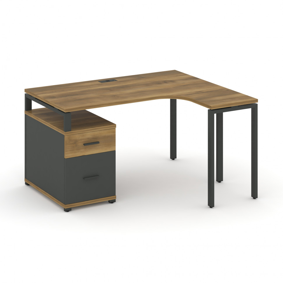 Concept Стол эргономичный с опорной тумбой CN.SA-302(R) A Сандал Янтарный/Антрацит/Металл Антрацит 1