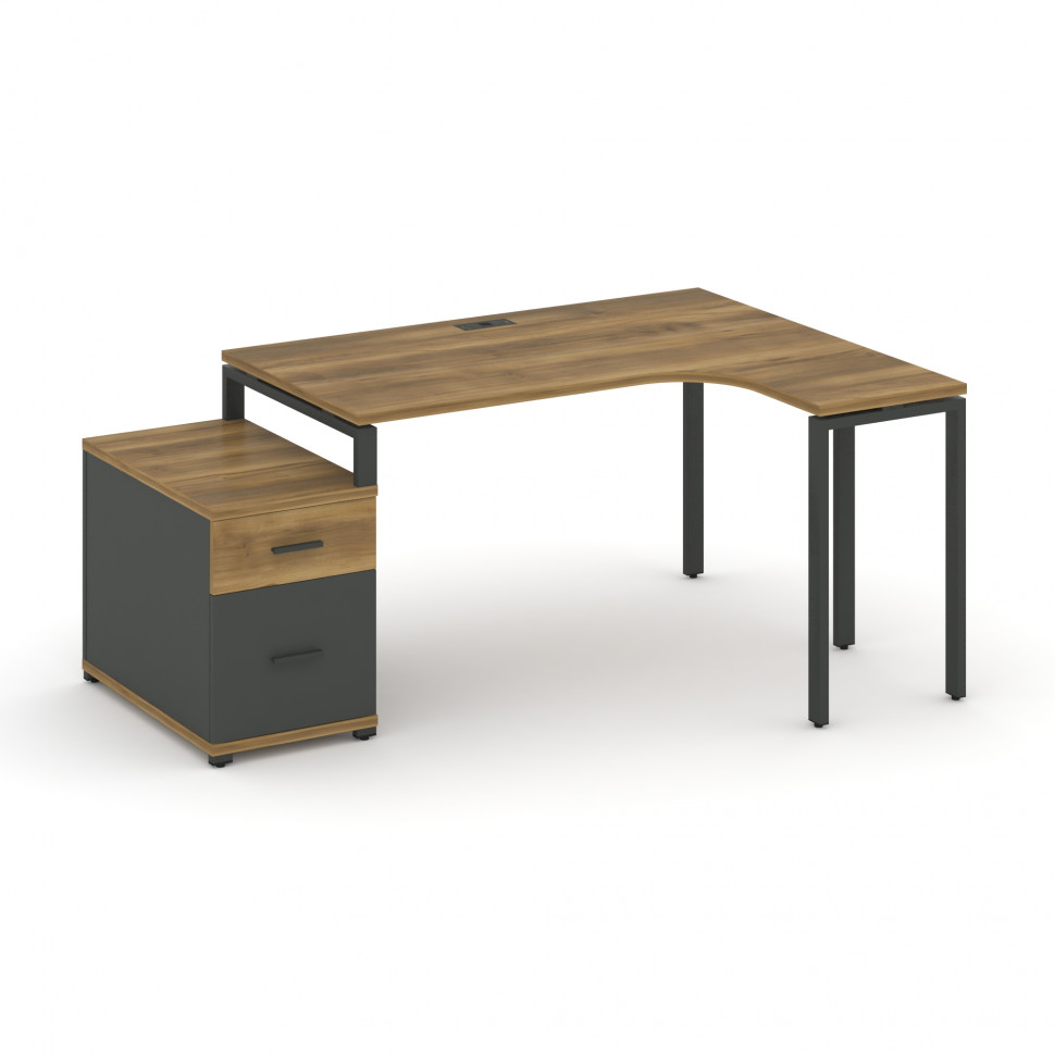 Concept Стол эргономичный с опорной тумбой CN.SA-302(R) A Сандал Янтарный/Антрацит/Металл Антрацит 1