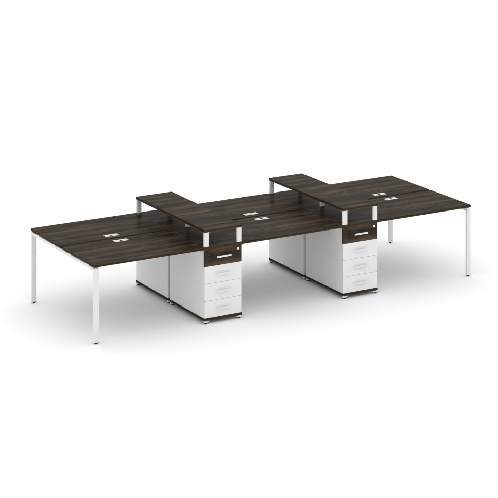 Concept Рабочая станция 6 мест с 2 опорными тумбами CN.DRS-466 W Дуб Мали/Белый Бриллиант/Металл Бел