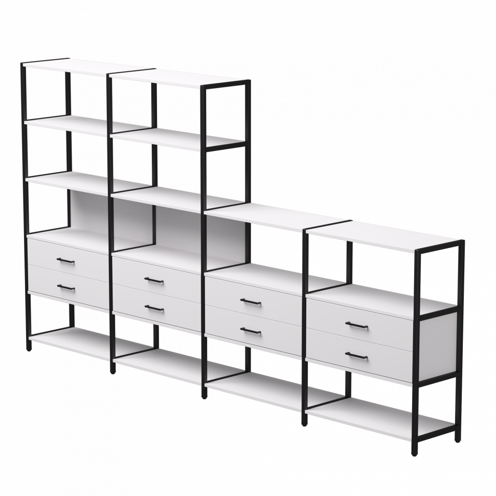 Набор стеллажных систем №13 Everprof EVO (ЭВО) 3245x385x1840 Белый/Черный