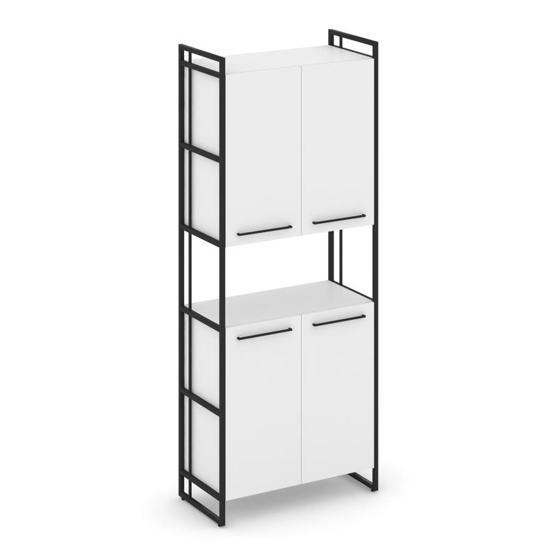 Rift Шкаф 5 ниш широкий RF.SS-52 Белый Бриллиант/Металл Черный/Черный Ручки 798*396*2010