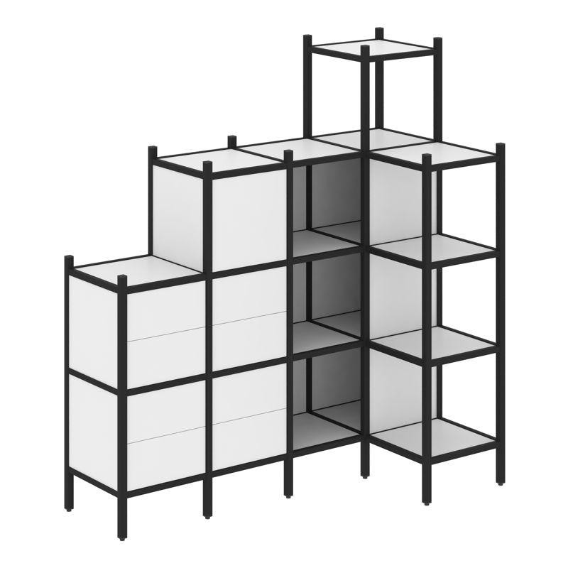 Loft Угловой внутренний стеллаж VR.L-48 Белый Бриллиант/Металл Черный 1694*862*1869 Loft Угловой внутренний стеллаж VR.L-48 Белый Бриллиант/Металл Черный 1694*862*1869