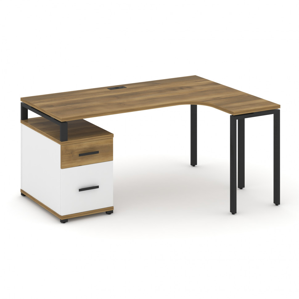 Concept Стол эргономичный с опорной тумбой CN.SA-304(R) B Сандал Янтарный/Белый Бриллиант/Металл Чер Concept Стол эргономичный с опорной тумбой CN.SA-304(R) B Сандал Янтарный/Белый Бриллиант/Металл Чер