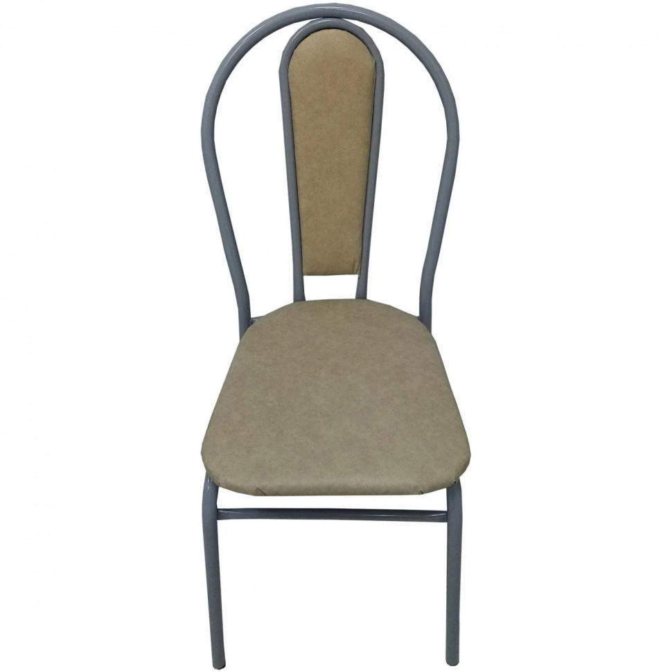 Стул металлический с мягкой спинкой титан-бежевый 4353