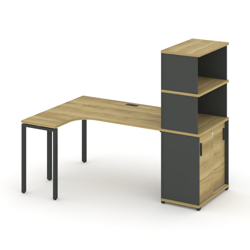 Concept Стол эргономичный с опорным шкафом-купе с надставкой выс. CN.SA-221(L) A Дуб Винченцо/Антра Concept Стол эргономичный с опорным шкафом-купе с надставкой выс. CN.SA-221(L) A Дуб Винченцо/Антра