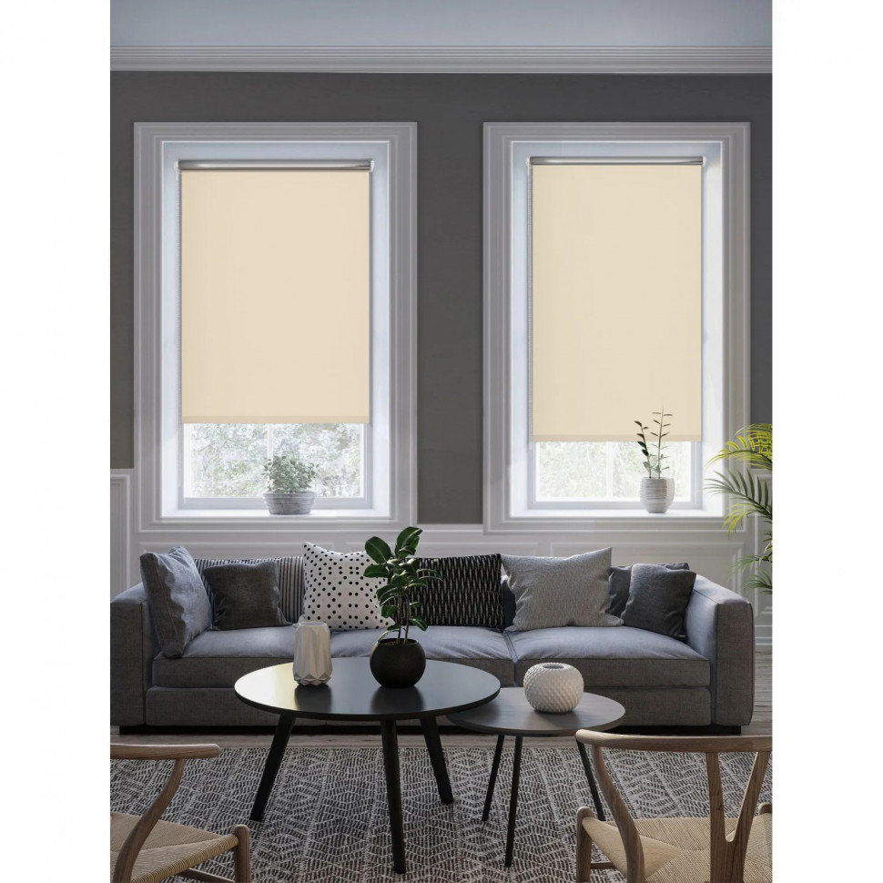 Рулонная штора Комус Мебель blackout silver 537837 V5, 90х160, бежевый