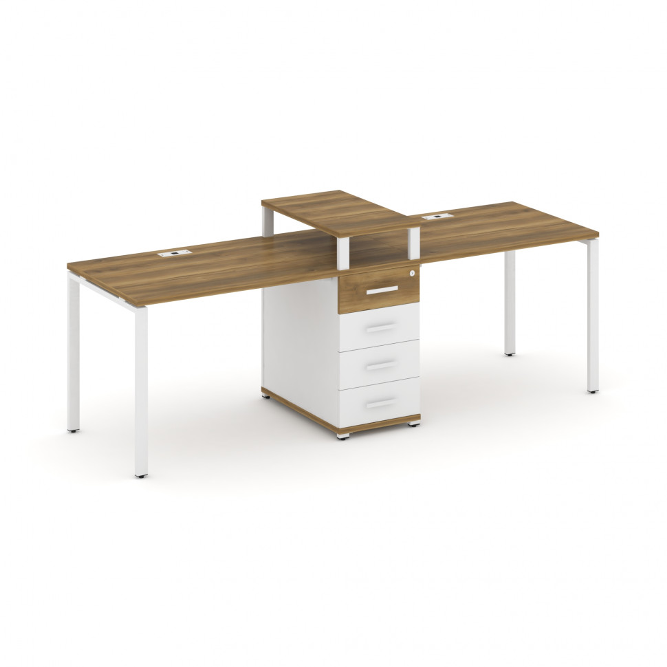Concept Рабочая станция 2 места с 1 опорной тумбой CN.ORS-417 W Сандал Янтарный/Белый Бриллиант/Мета Concept Рабочая станция 2 места с 1 опорной тумбой CN.ORS-417 W Сандал Янтарный/Белый Бриллиант/Мета