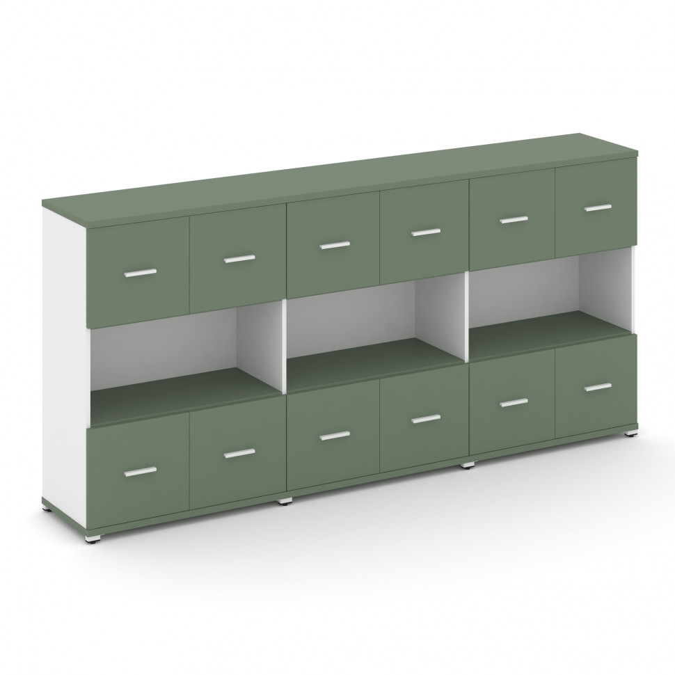 Concept Шкаф 3 широкие секции, 3 ниши CN.STS-335 W Кобо/Белый Бриллиант/Металл Белый 2500*420*1186