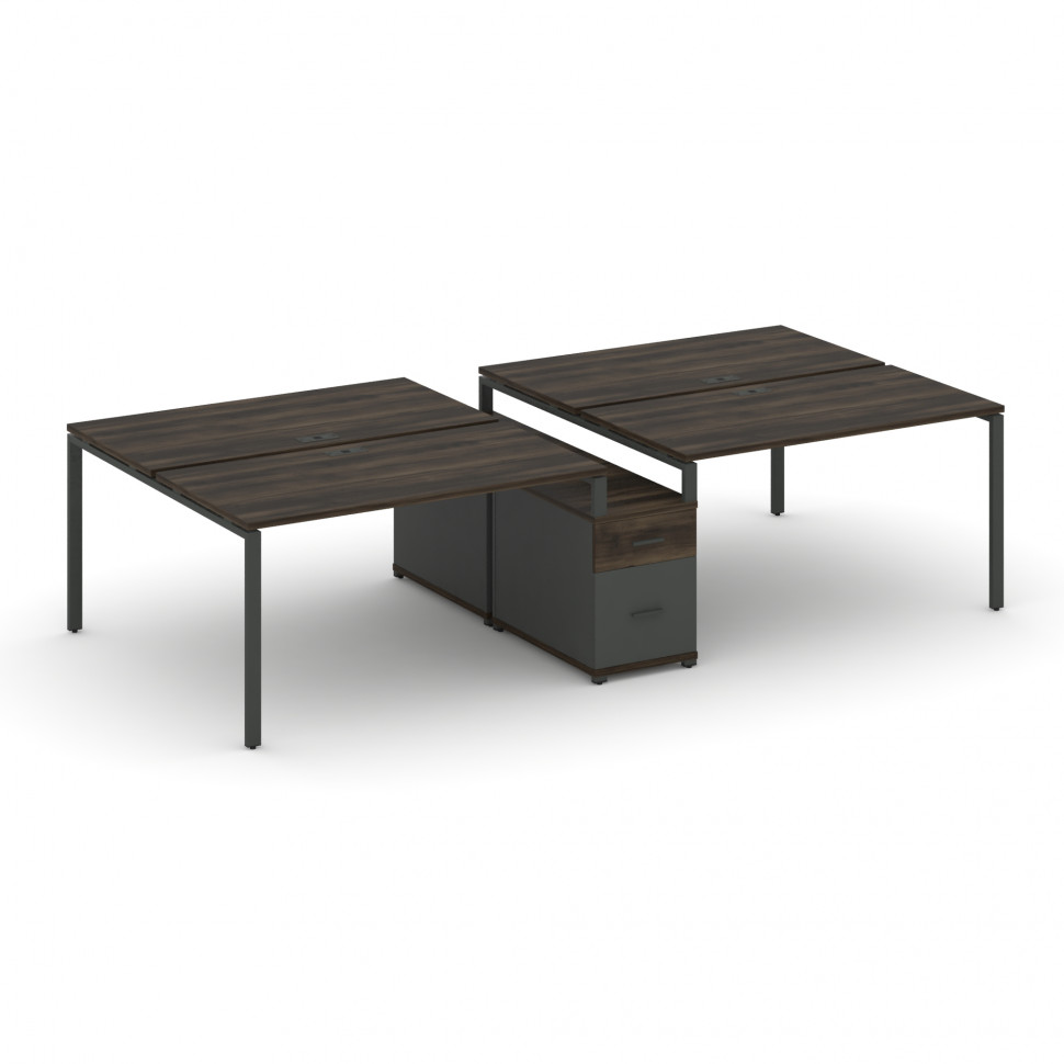 Concept Рабочая станция 4 места с двухсторонней опорной тумбой CN.DRS-313 A Дуб Мали/Антрацит/Металл