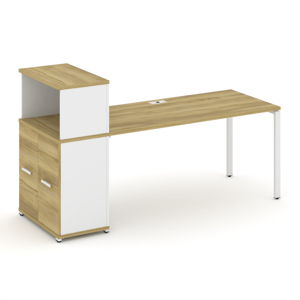 Concept Стол рабочий с опорным распаш. шкафом с надставкой низ. CN.SP-228 W Дуб Винченцо/Белый Брилл Concept Стол рабочий с опорным распаш. шкафом с надставкой низ. CN.SP-228 W Дуб Винченцо/Белый Брилл
