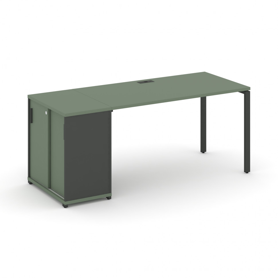 Concept Стол рабочий с опорным шкафом-купе CN.SP-236 A Кобо/Антрацит/Металл Антрацит 2000*720*750
