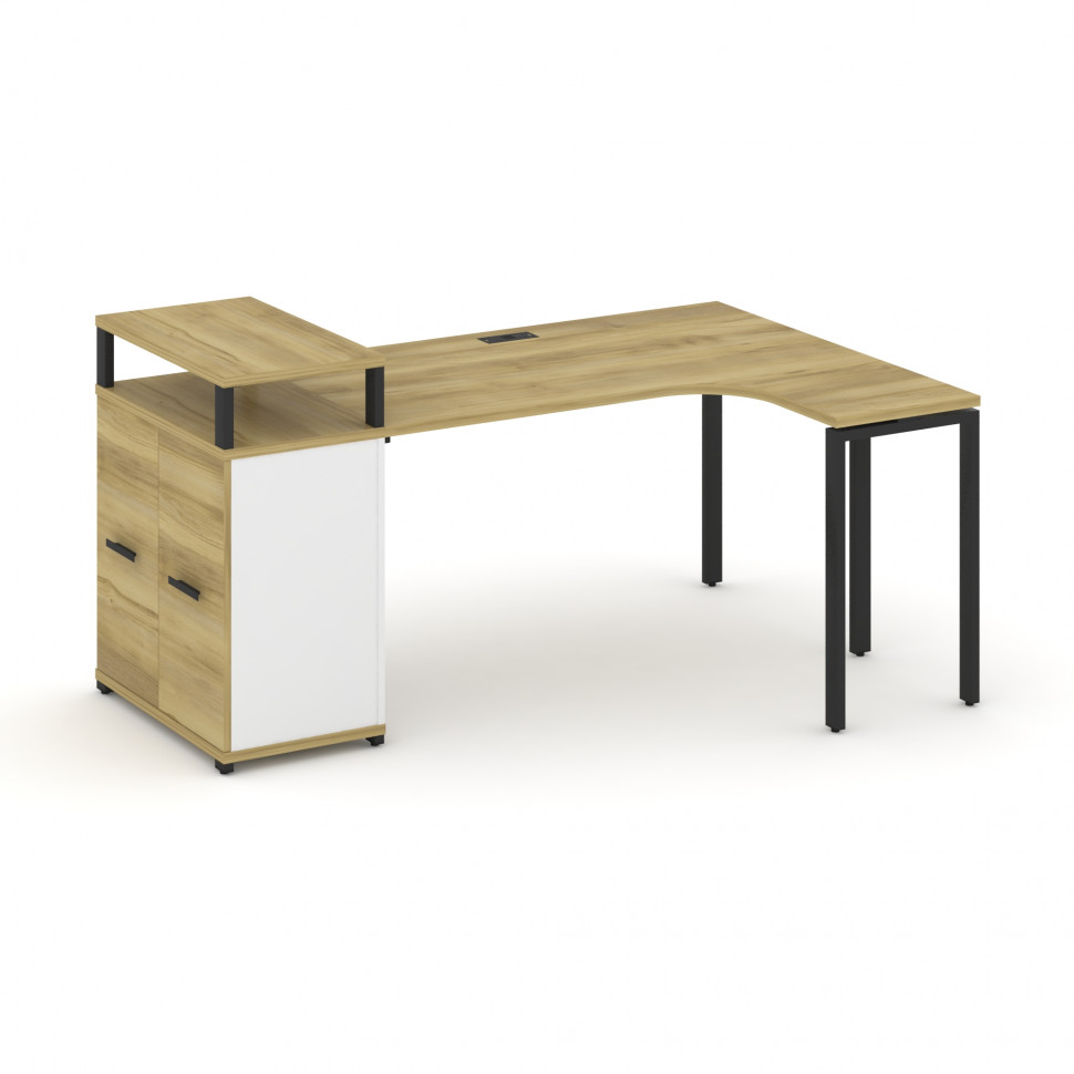 Concept Стол эргономичный с опорным распаш. шкафом с верх. горизонтом CN.SA-211(R) B Дуб Винченцо/Бе Concept Стол эргономичный с опорным распаш. шкафом с верх. горизонтом CN.SA-211(R) B Дуб Винченцо/Бе